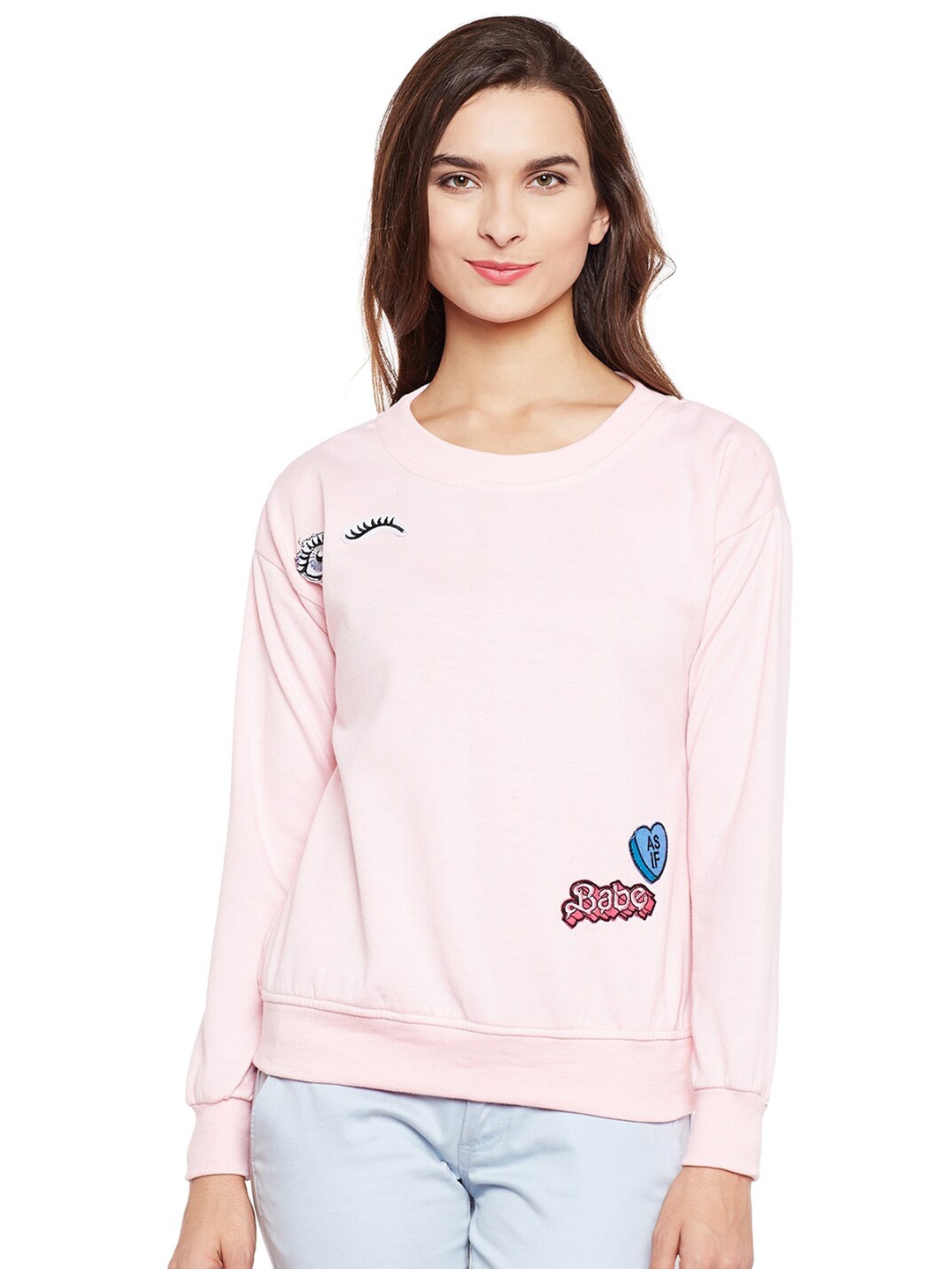 

BAESD Graphic Embroidered Fleece Pullover Sweatshirt, Pink