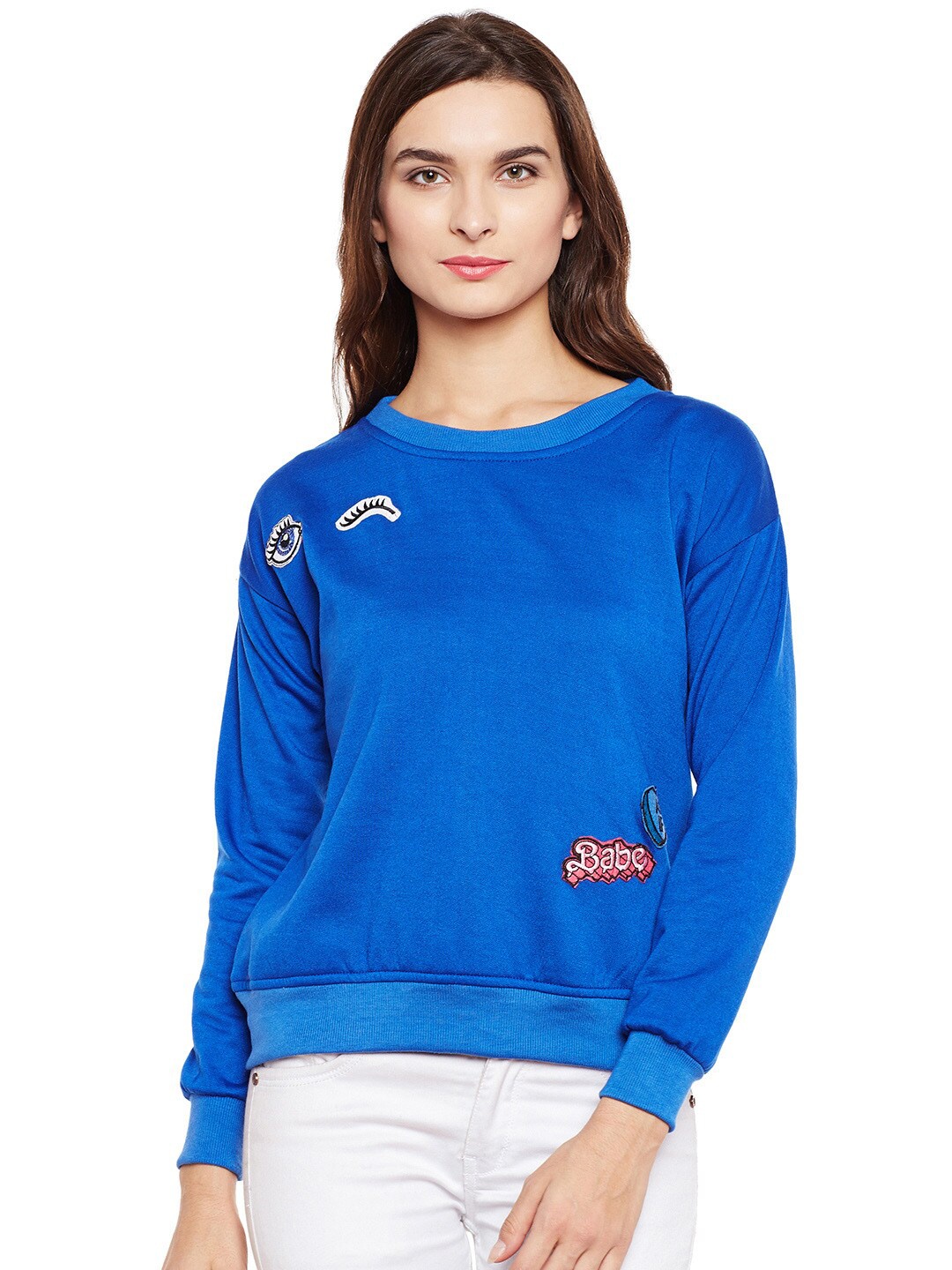 

BAESD Round Neck Long Sleeves Fleece Pullover Sweatshirt, Blue