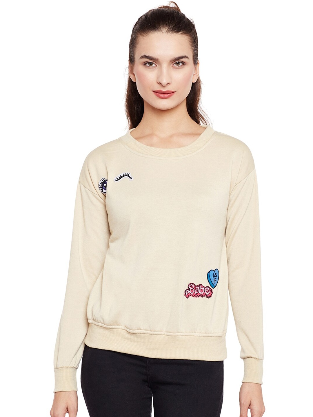 

BAESD Embroidered Detail Fleece Pullover, Nude