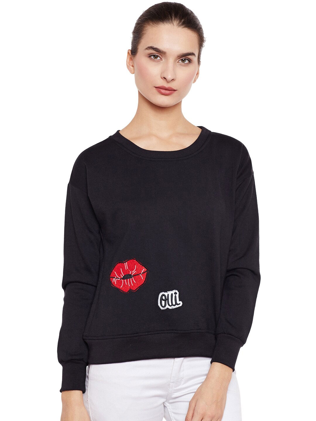 

BAESD Embroidered Fleece Pullover Sweatshirt, Black