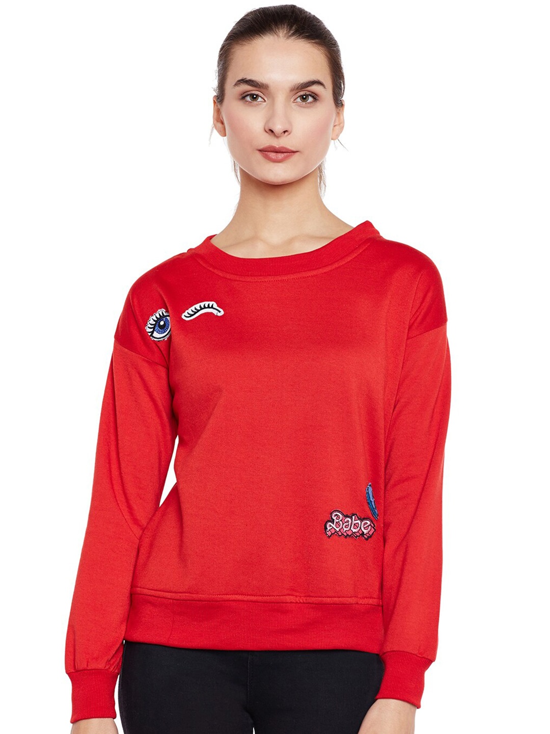 

BAESD Graphic Printed Fleece Pullover, Red