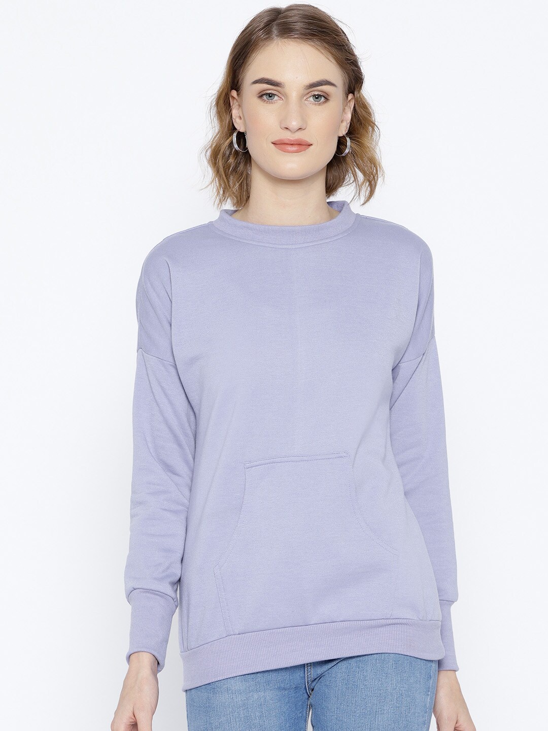 

BAESD Tie Ups Detail Fleece Pullover Sweatshirt, Blue