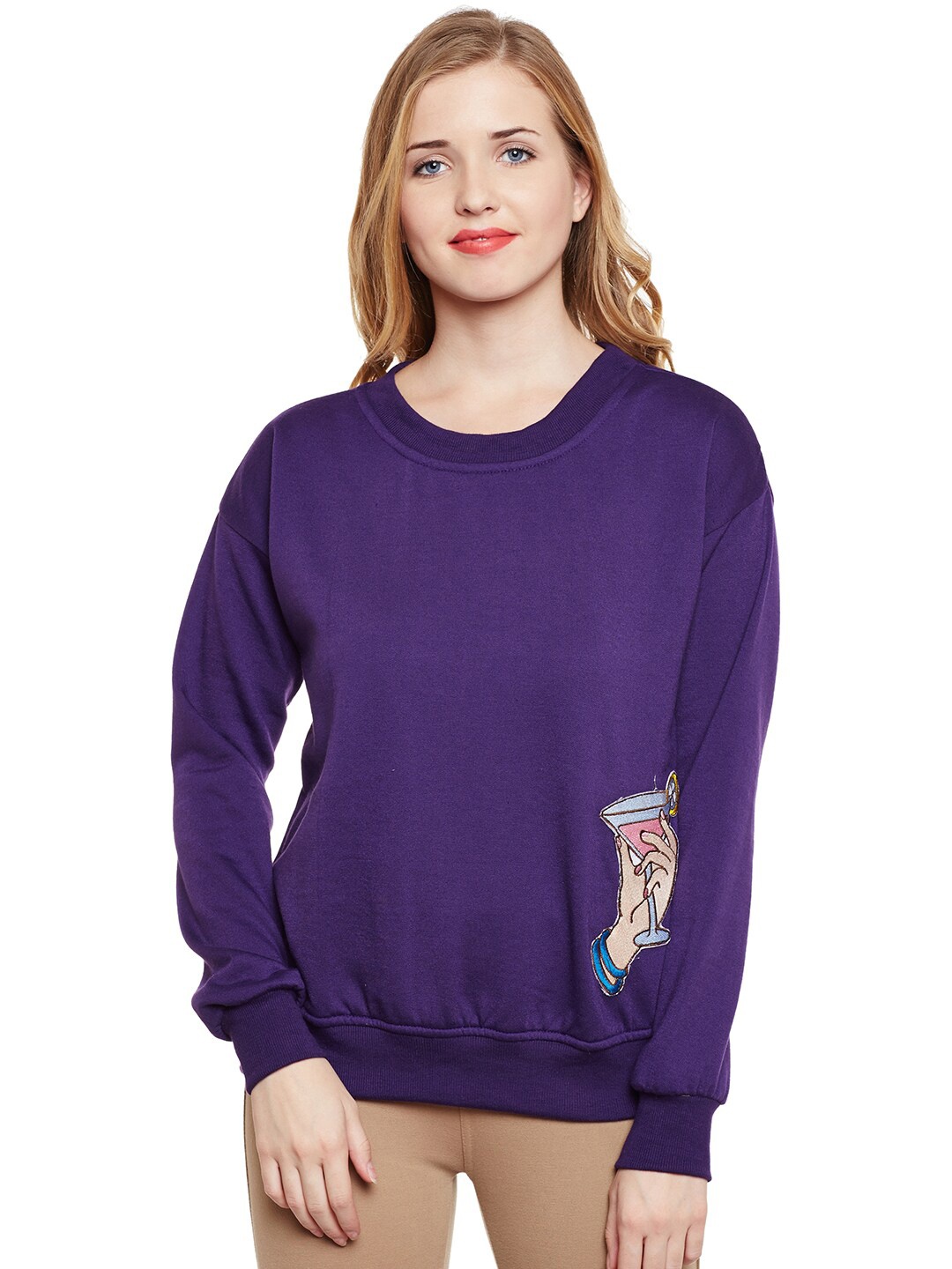 

BAESD Round Neck Fleece Sweatshirt, Purple