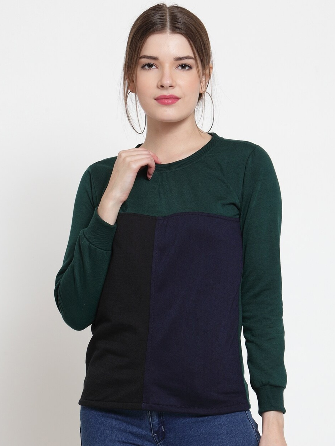 

BAESD Colourblocked Fleece Pullover, Green