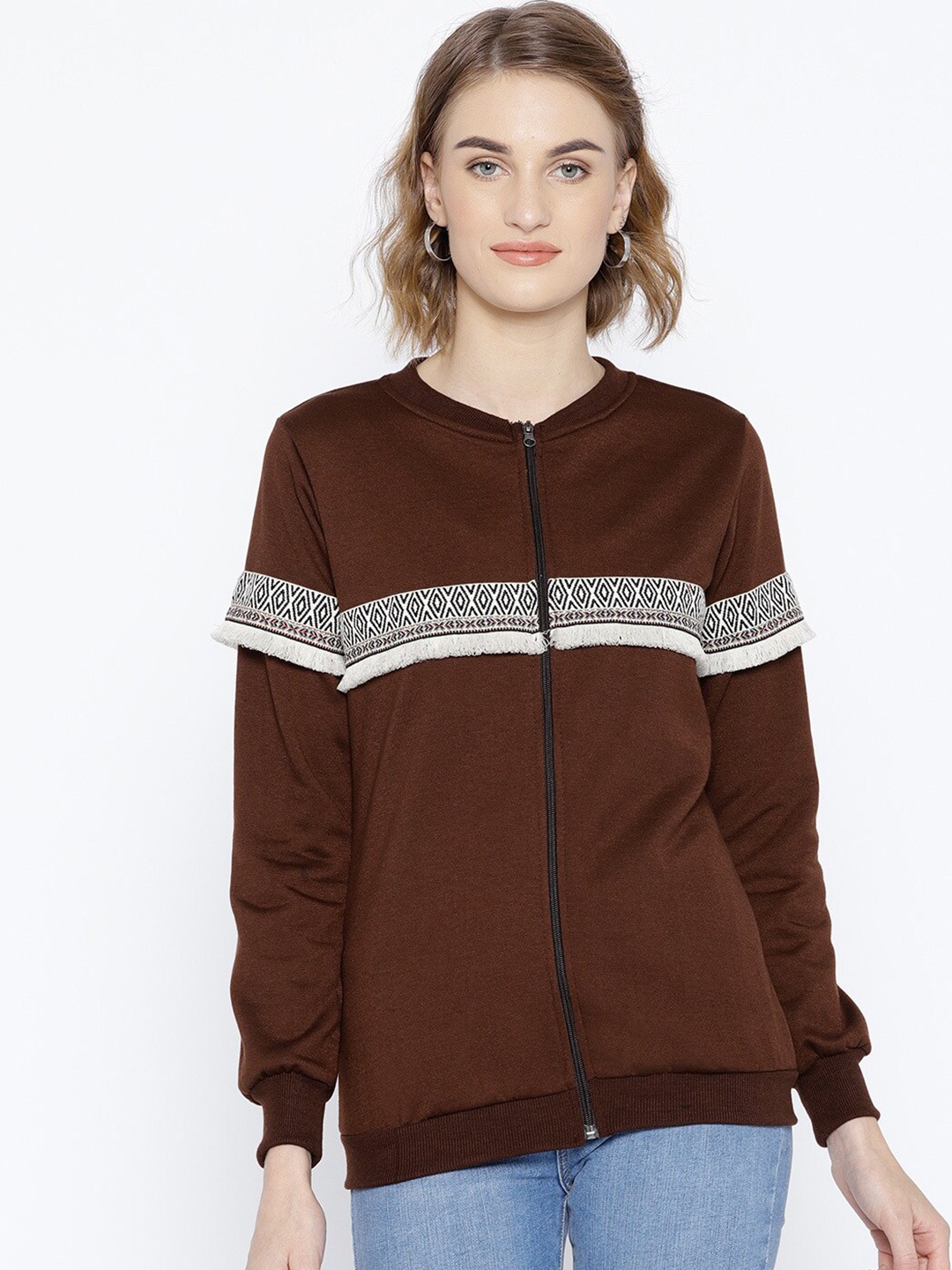 

BAESD Geometric Printed Fleece Sweatshirt, Brown