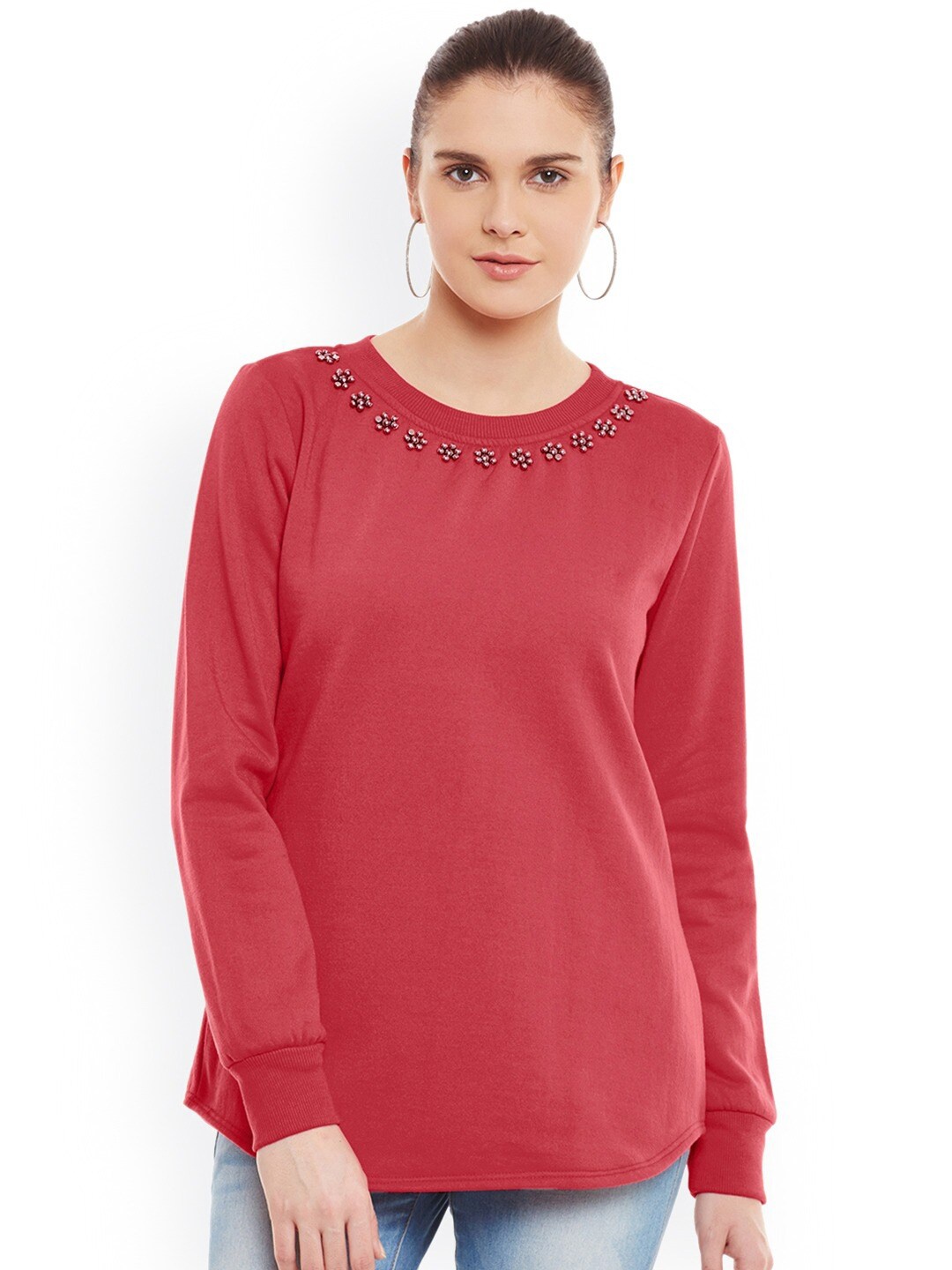 

BAESD Embellished Fleece Sweatshirt, Red