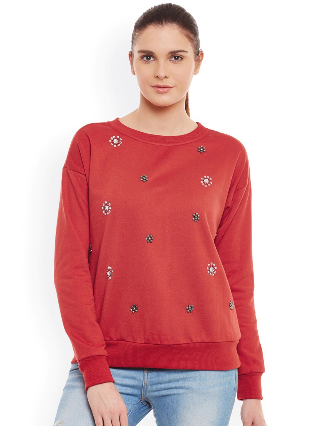 

BAESD Round Neck Fleece Sweatshirt, Red