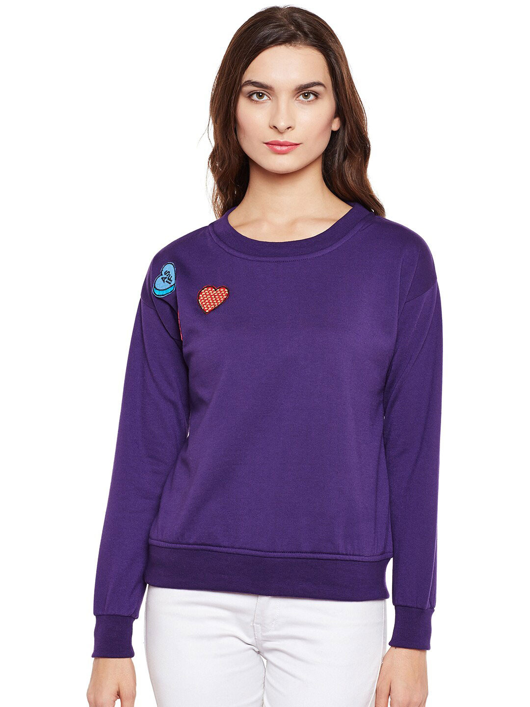 

BAESD Round Neck Fleece Sweatshirt, Purple
