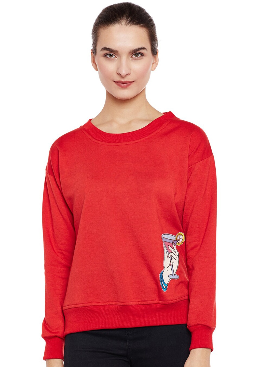 

BAESD Round Neck Fleece Pullover, Red