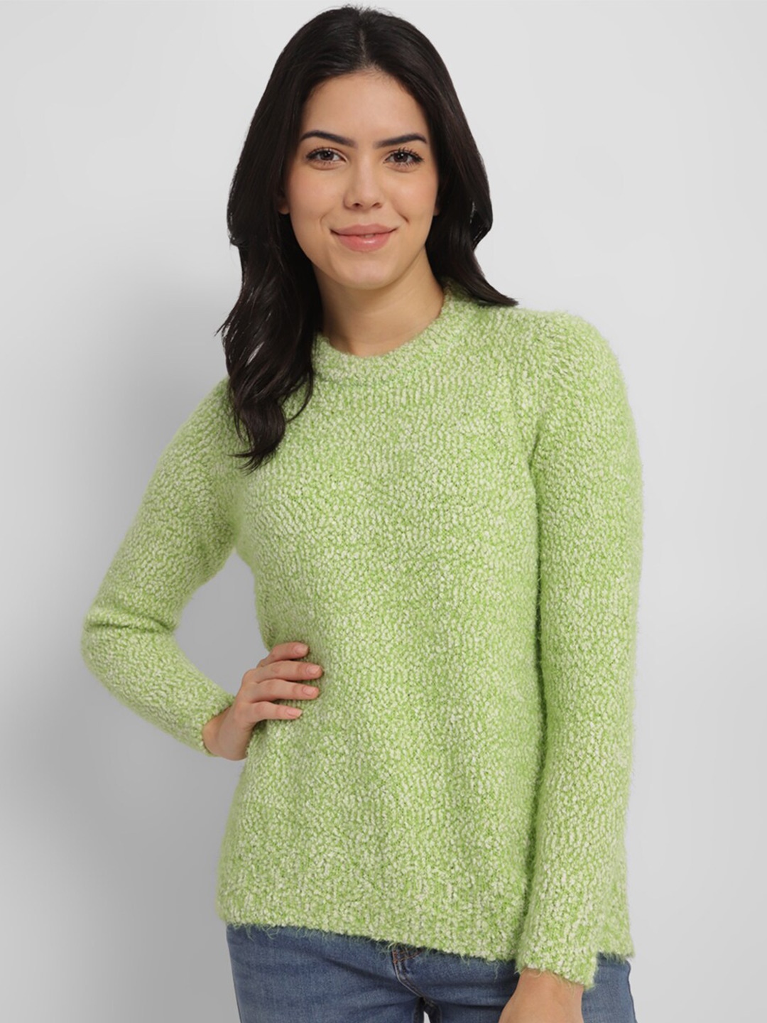 

Allen Solly Woman Cable Knit Long Sleeves Pullover, Green