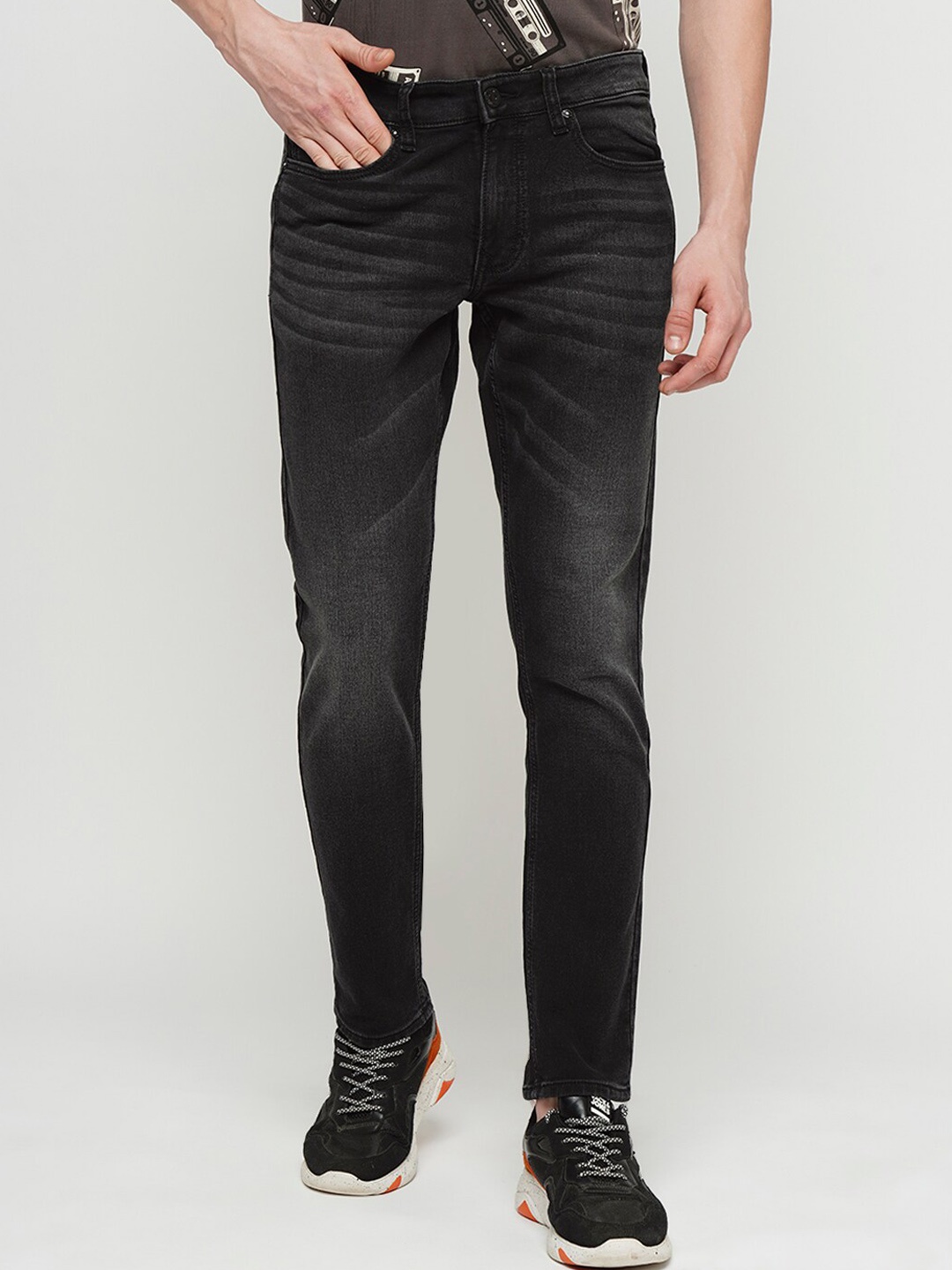 

Jack & Jones Men Slim Fit Mid-Rise Light Fade Clean Look Stretchable Jeans, Grey