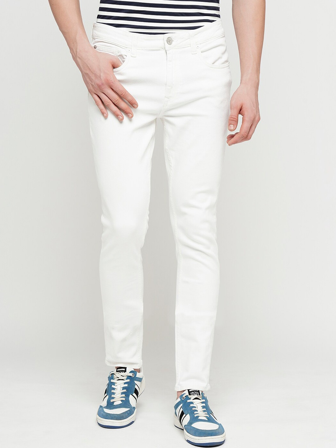 

Jack & Jones Men Skinny Fit Low-Rise Clean Look Stretchable Jeans, White