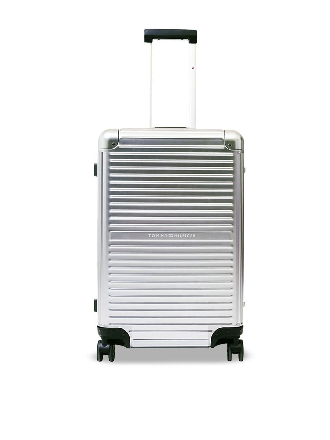 

Tommy Hilfiger Titanium Textured Hard Case Large Trolley Bag, Silver