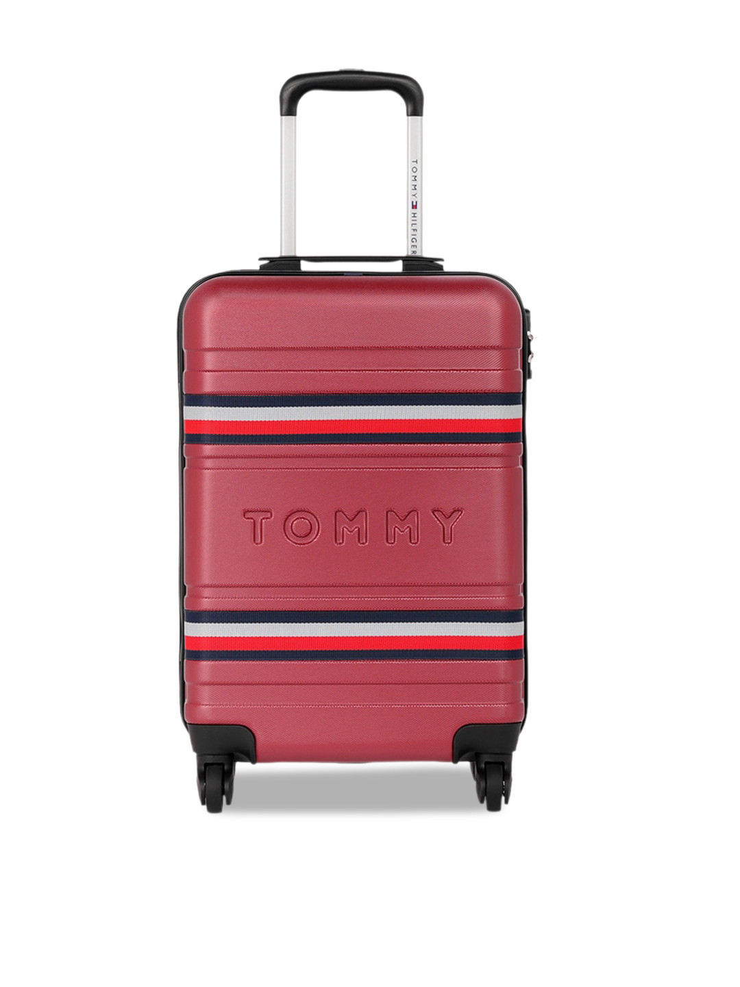 

Tommy Hilfiger Thames Plus Textured Hard Case Large Trolley Bag, Red