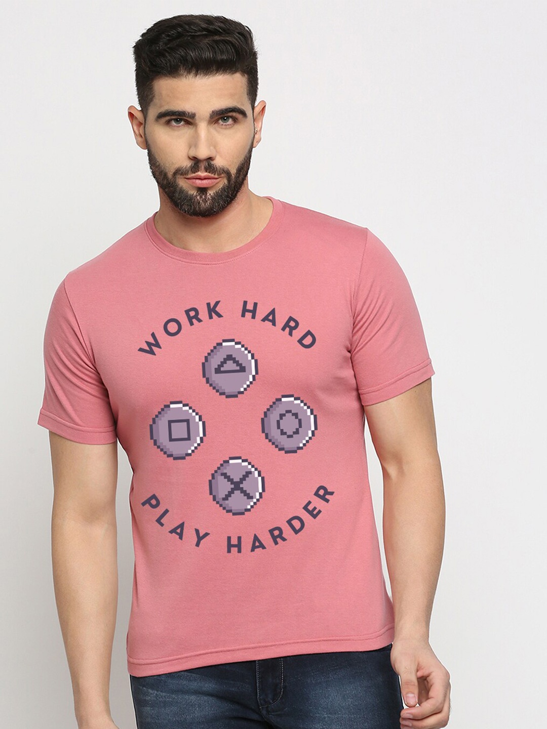 

MOD ECRU Unisex Typographic Printed Cotton T-shirt, Pink
