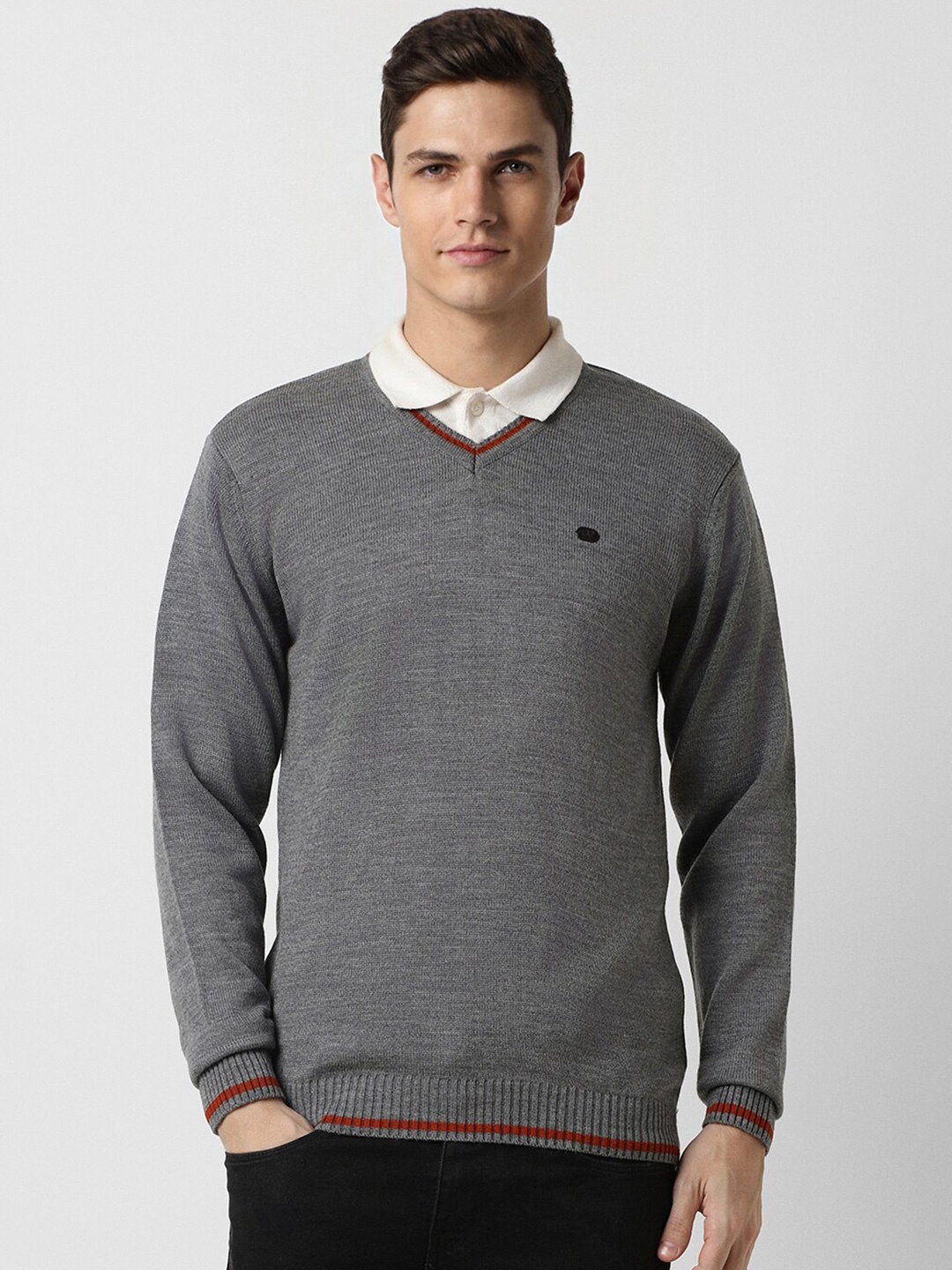 

Peter England Casuals V-Neck Acrylic Pullover Sweater, Grey