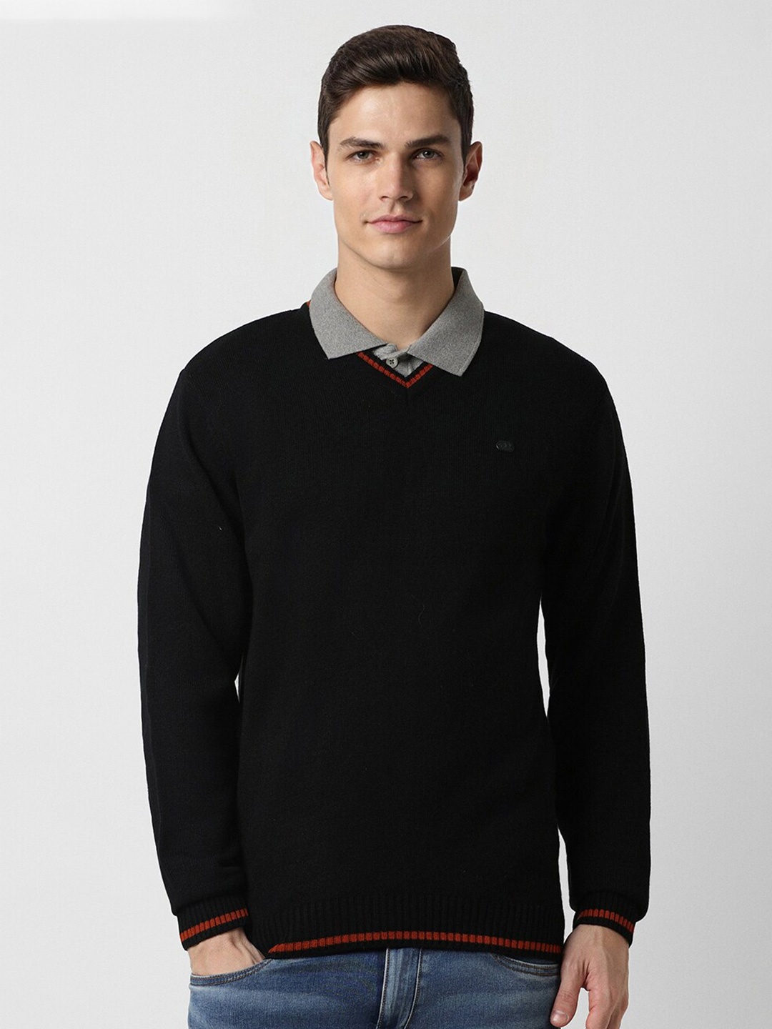 

Peter England Casuals V-neck Acrylic Pullover Sweater, Black