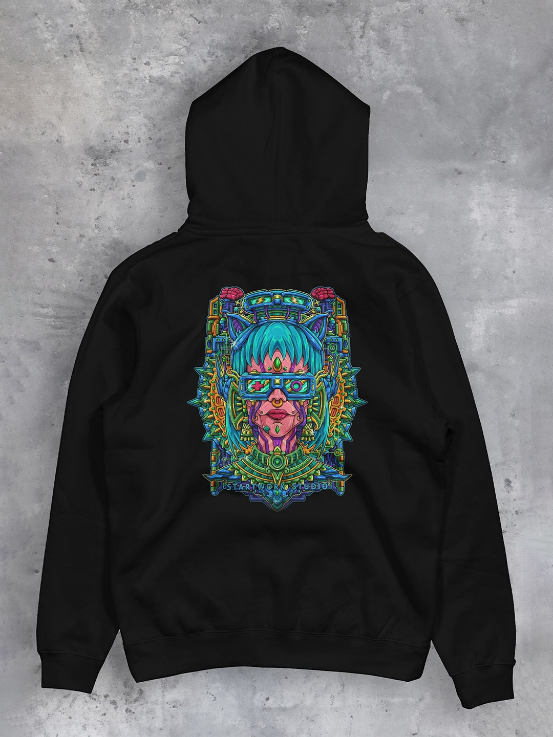 

fanideaz Graphic Printed Hooded Cotton Pullover Sweatshirt, Black
