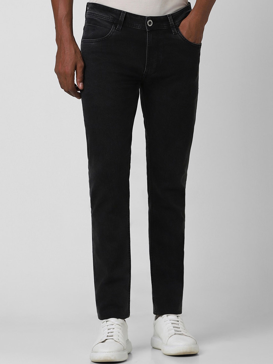 

Peter England Casuals Men Tapered Fit Clean Look Stretchable Jeans, Black