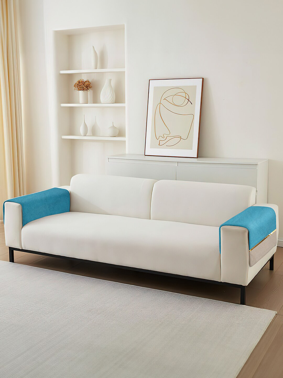 

Cortina 6 Pieces Non-Slip Microfiber L-Shaped Sofa Covers, Teal