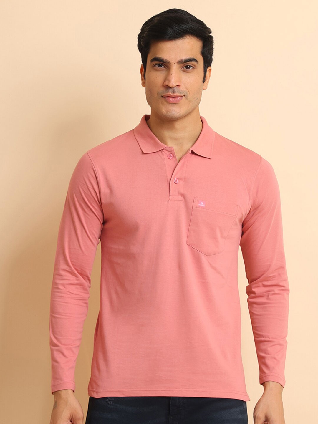 

berry blues Polo Collar Short Sleeves Pockets Cotton T-shirt, Pink
