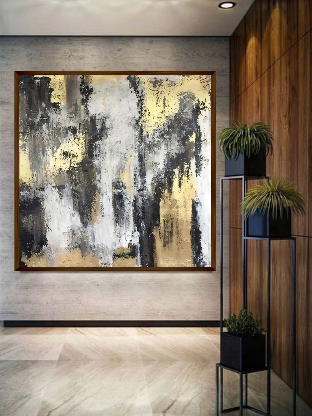 

The Art House Gold Toned & Grey Abstract Wooden Painting Wall Art