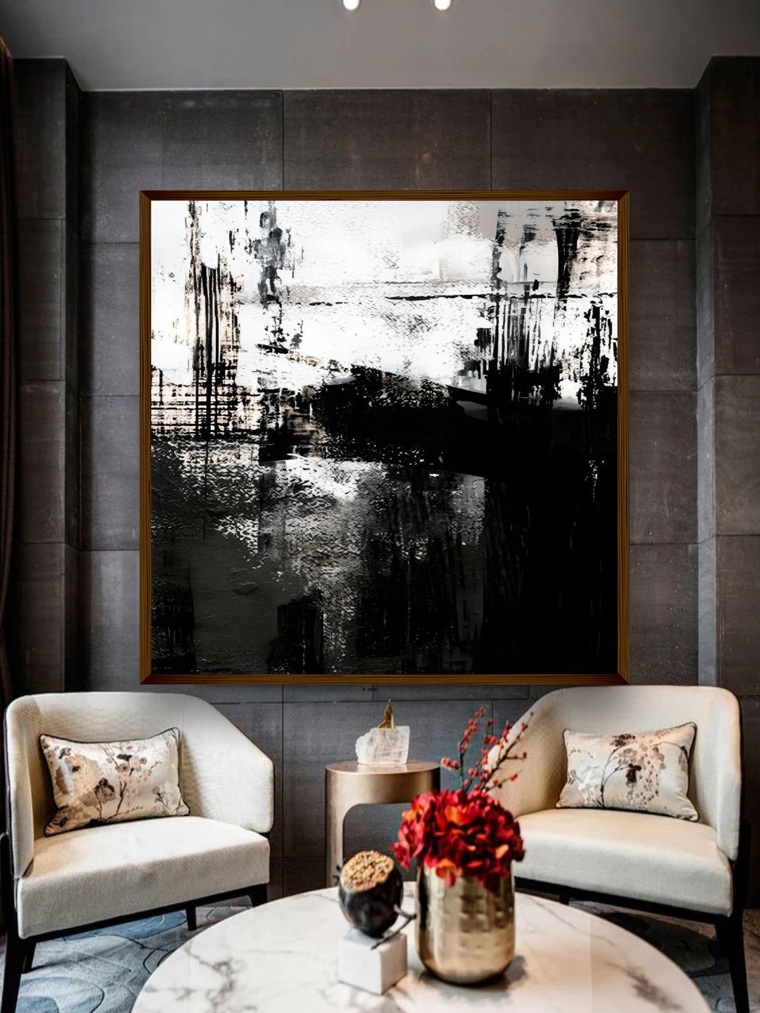 

The Art House Black & White Abstract Wooden Painting Wall Art