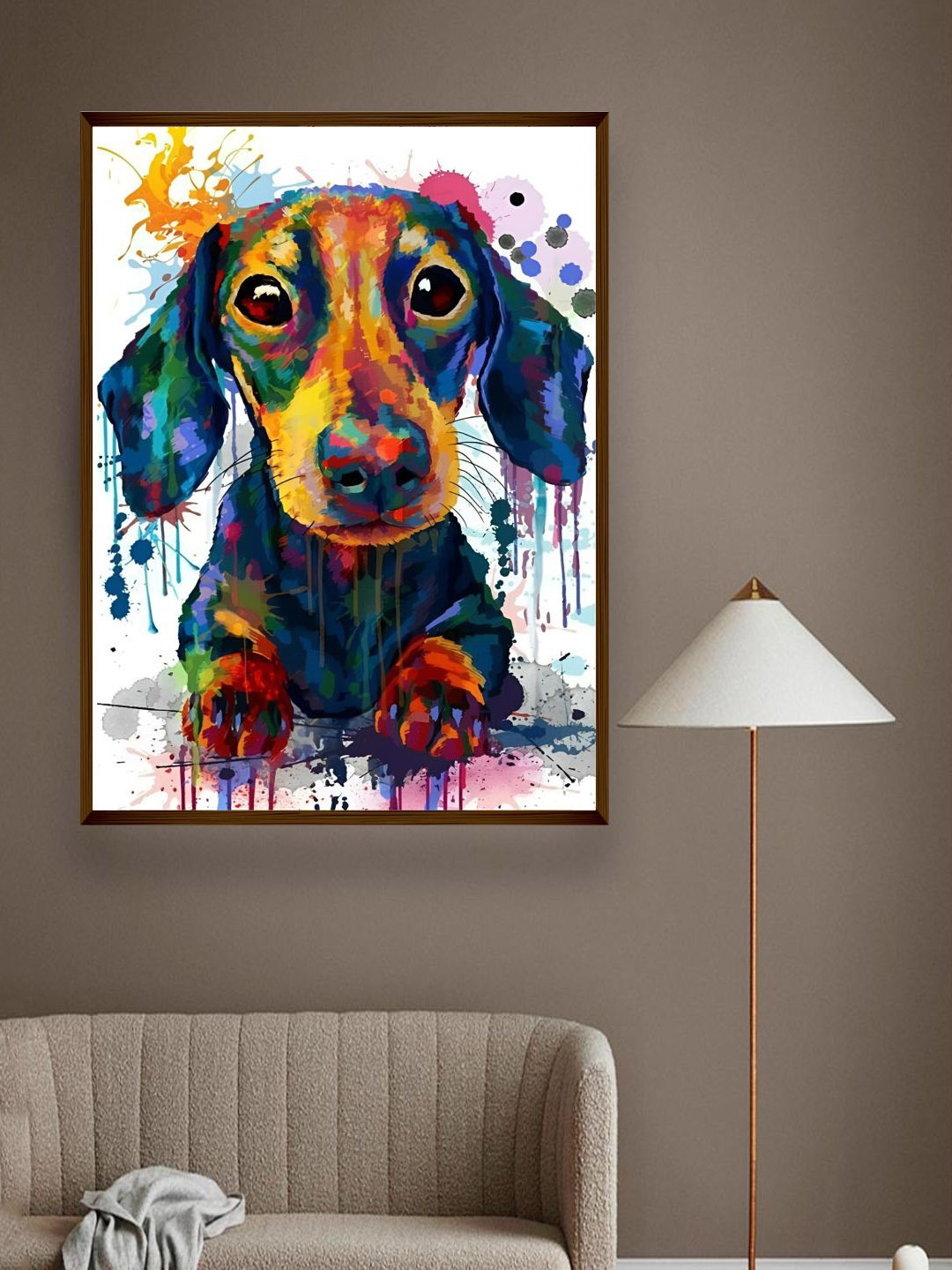 

The Art House White & Blue Abstract Dog Painting Wall Art