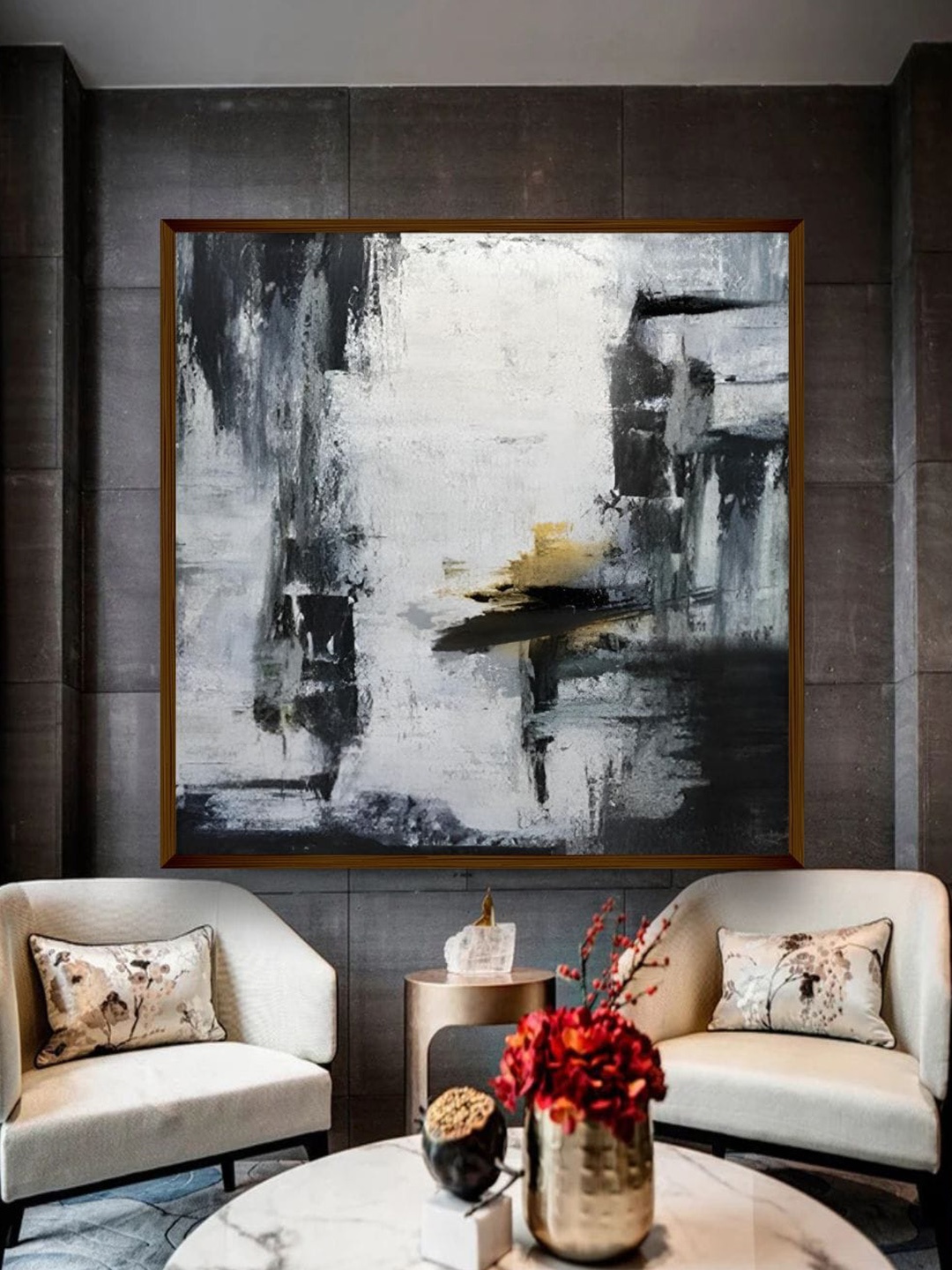 

The Art House Grey & Black Abstract Canvas Painting Wall Art
