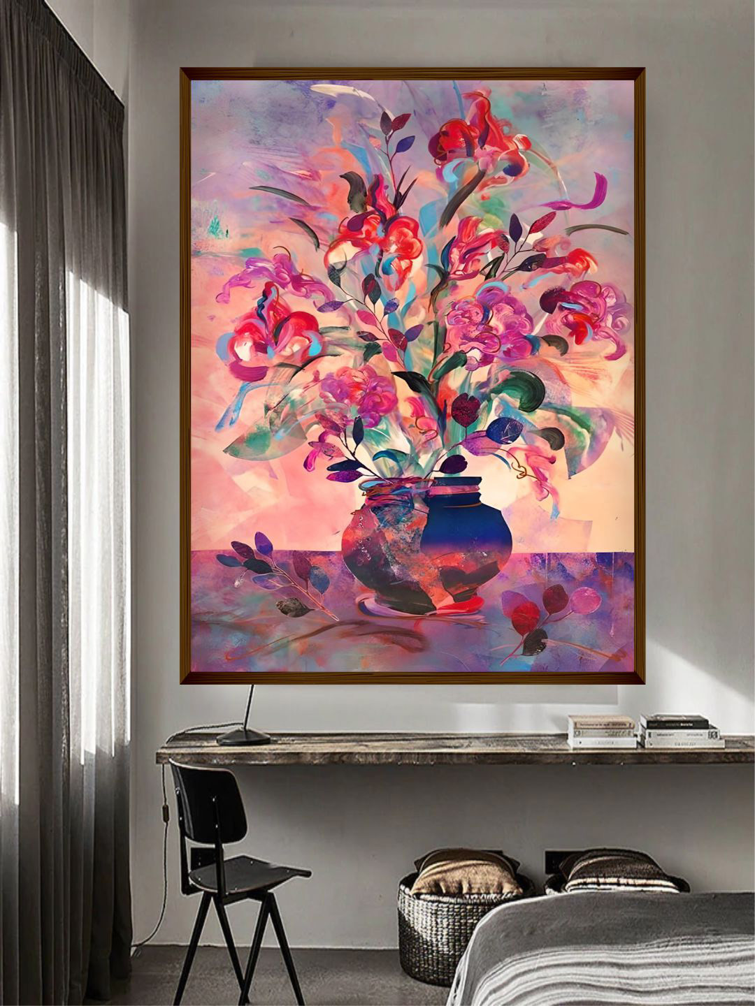 

The Art House Pink & Blue Floral Canvas Painting Wall Art