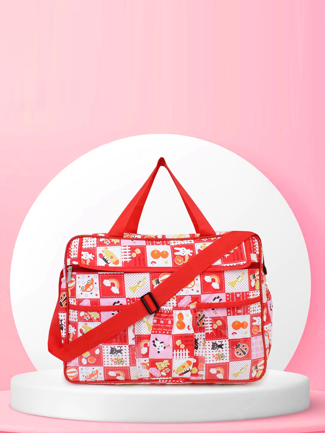 

Bag Pepper Kids Printed Light Weight Water Repellent Diaper Bag, Red
