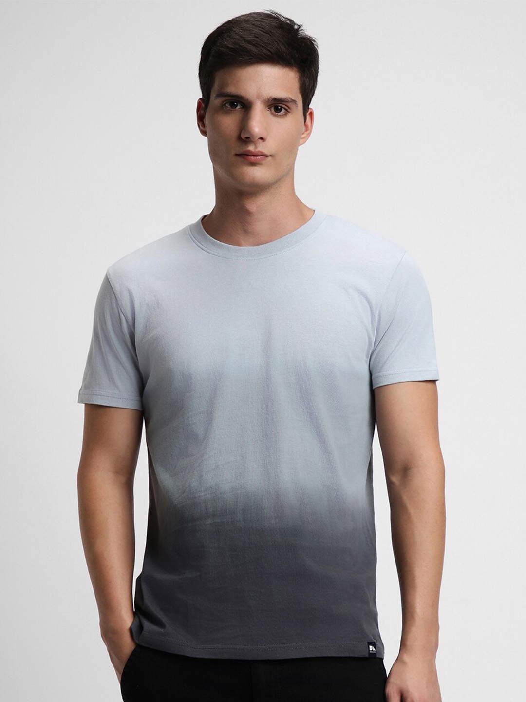 

Dennis Lingo Ombre Slim Fit Round Neck Pure Cotton T-Shirt, Grey