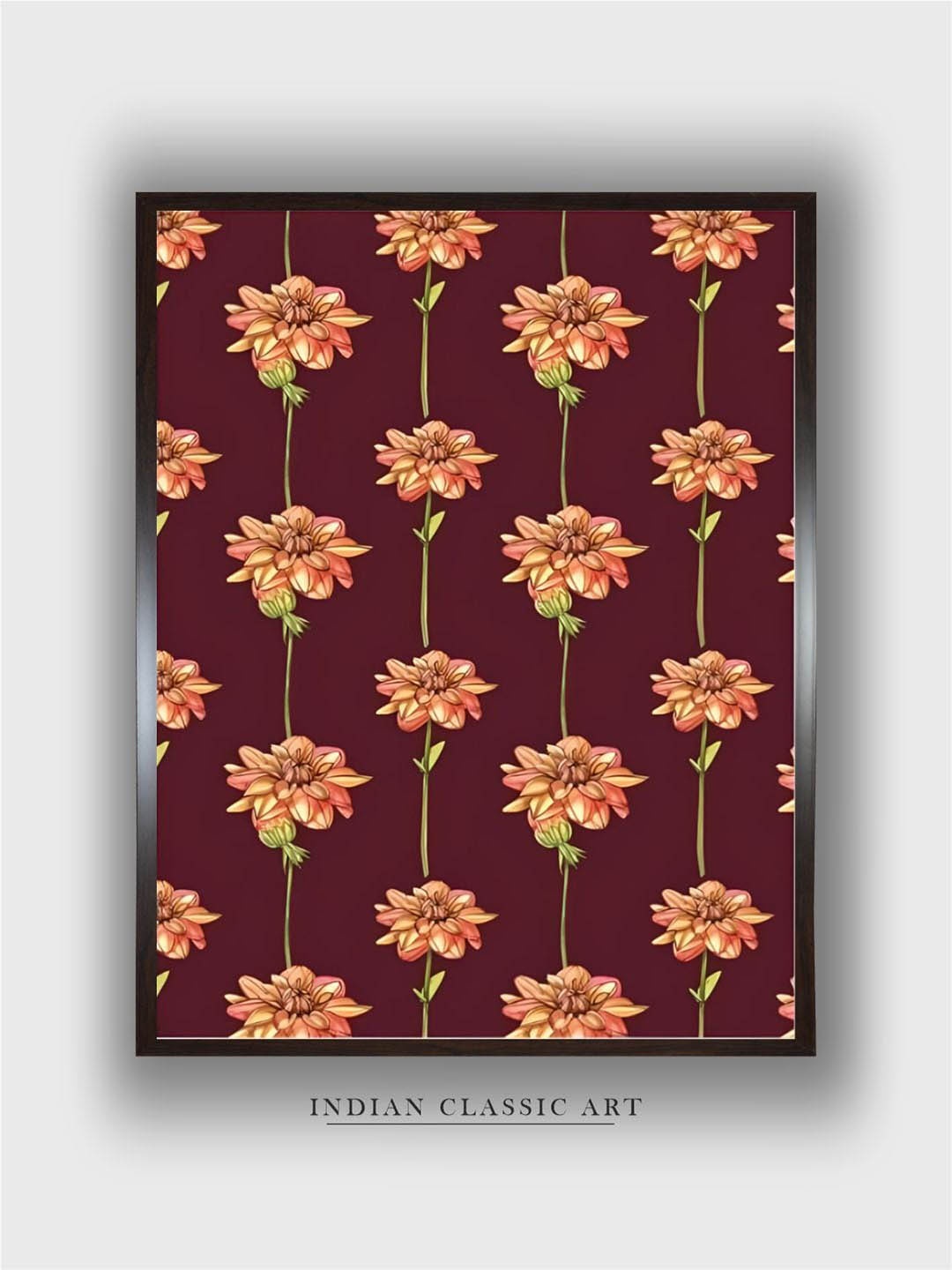 

INDIAN CLASSIC ART Maroon Wood Floral Pichwai Wall Art