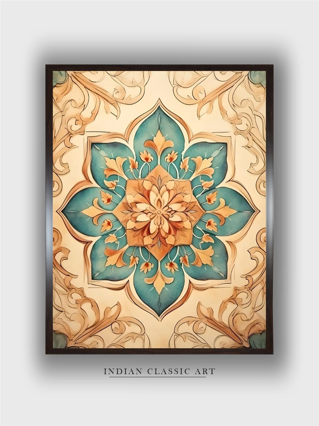 

INDIAN CLASSIC ART Beige & Blue Indian Mandala Wall Art