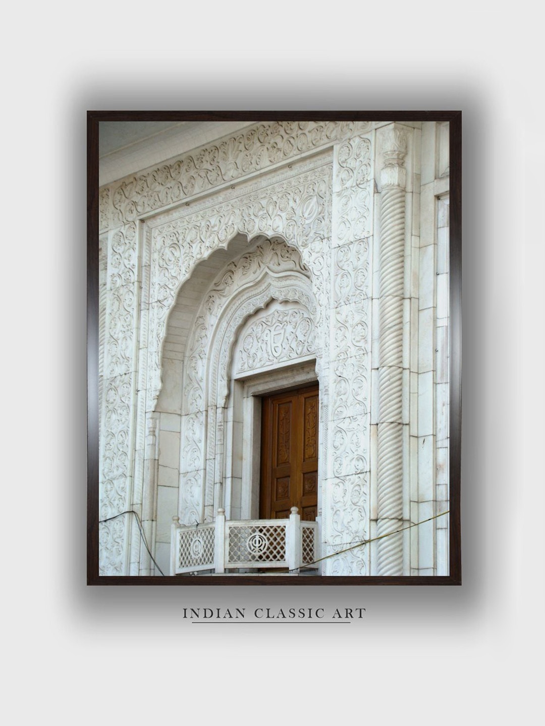 

INDIAN CLASSIC ART White & Brown Wooden Religious Photograph Wall Art