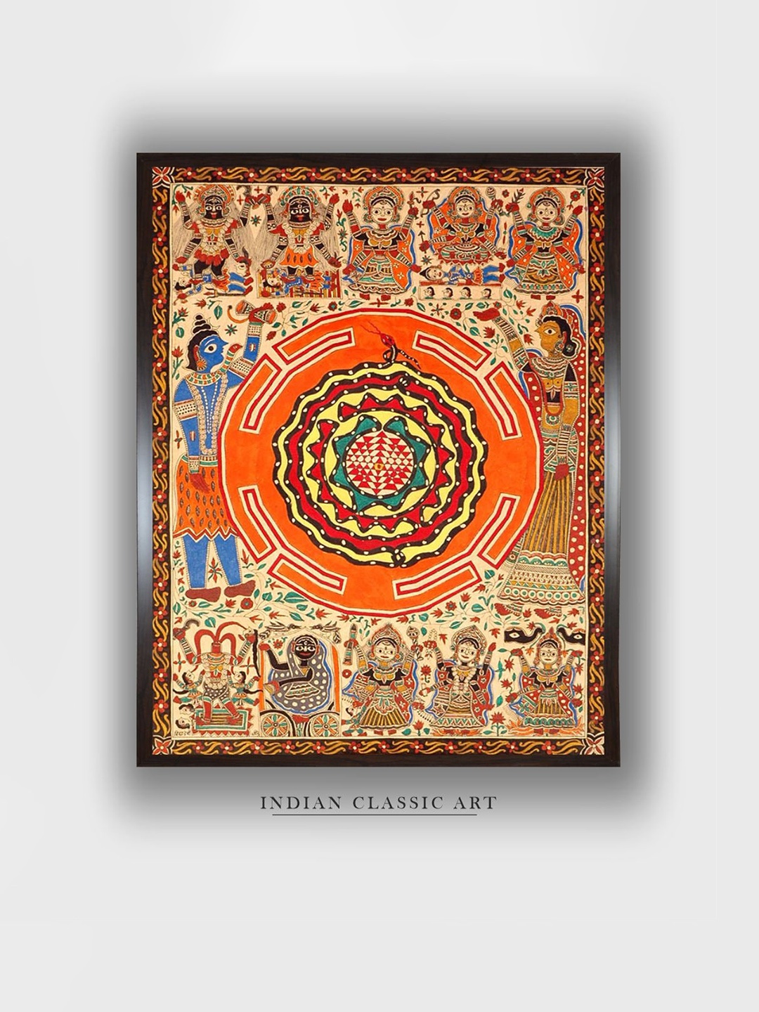 

INDIAN CLASSIC ART Beige & Red Madhubani Mahavidyas Wall Art