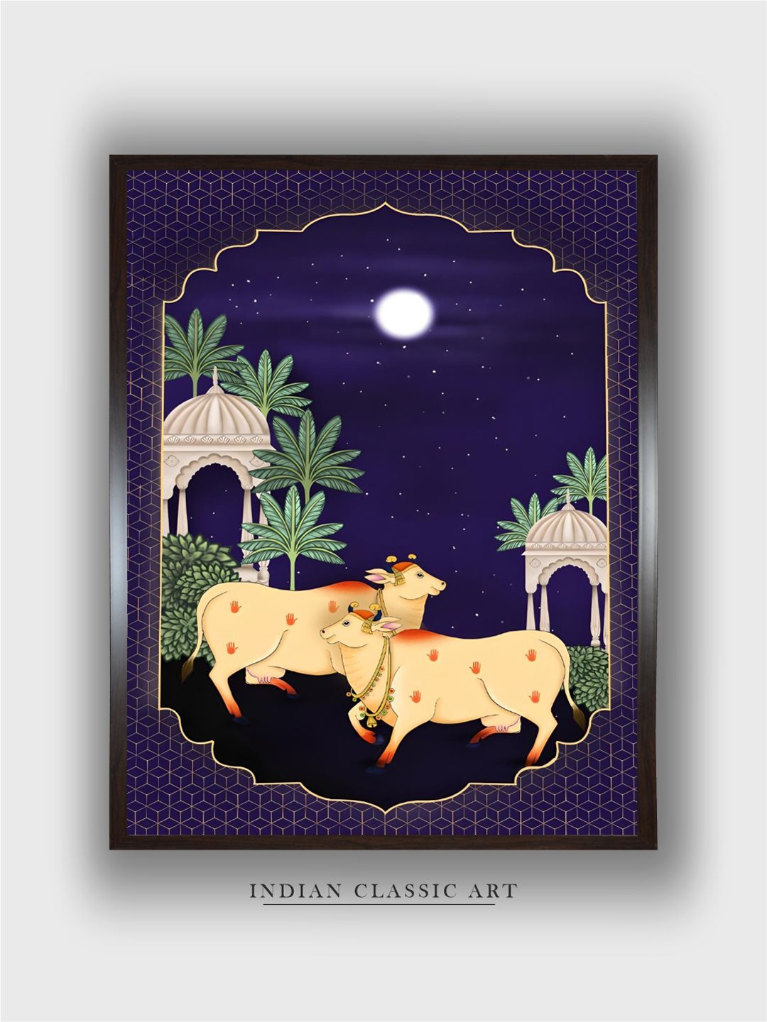 

INDIAN CLASSIC ART Blue & Beige Indian Folk Art Wall Art