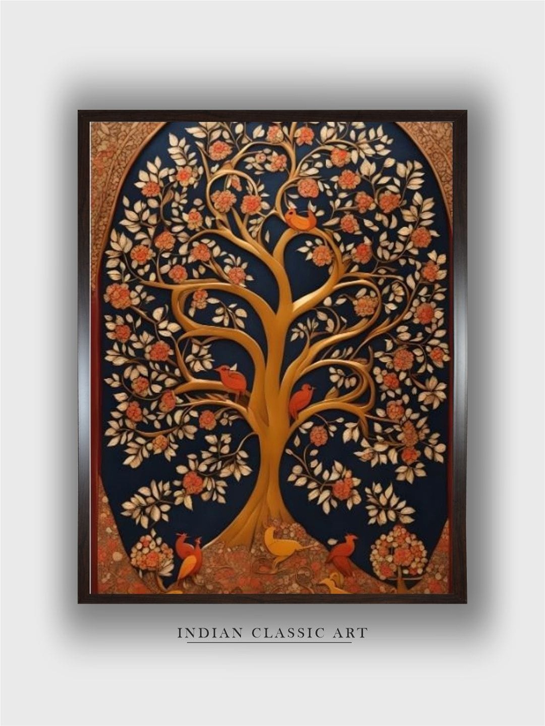 

INDIAN CLASSIC ART Brown & Blue Indian Folk Art Wall Art