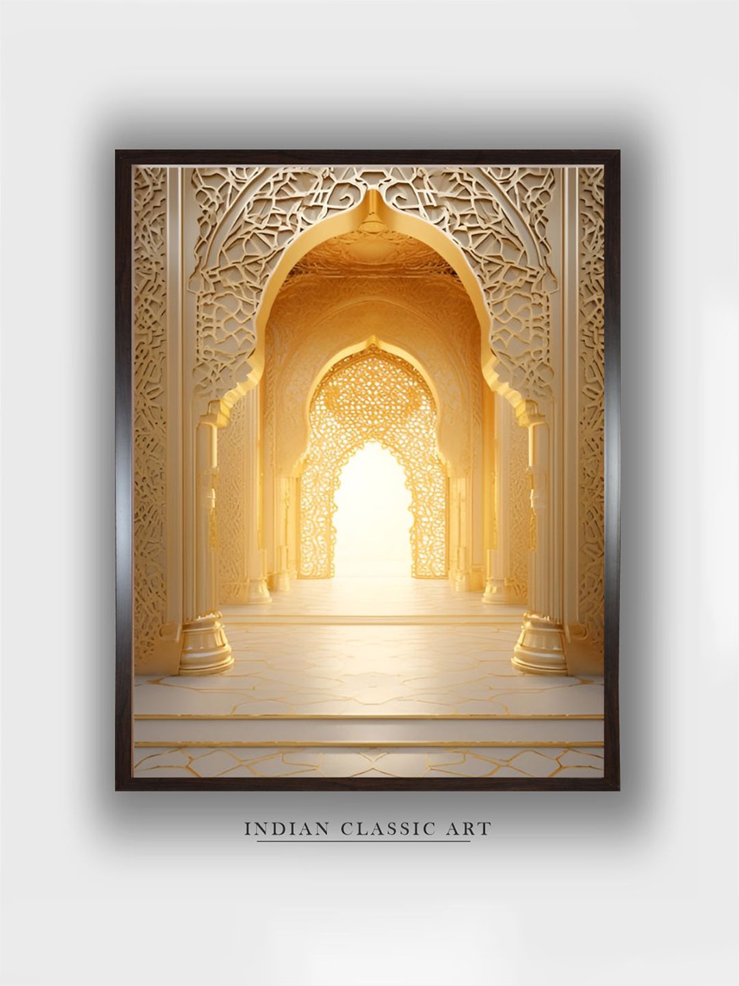 

INDIAN CLASSIC ART Beige & Gold Toned Travel Wall Art, White