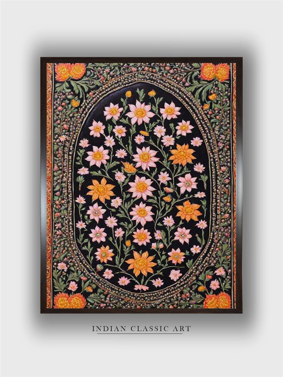 

INDIAN CLASSIC ART Black & Green Indian Folk Art Wall Art