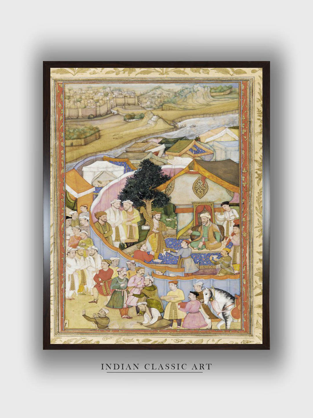 

INDIAN CLASSIC ART Beige & Off-White Wood Framed Wall Art