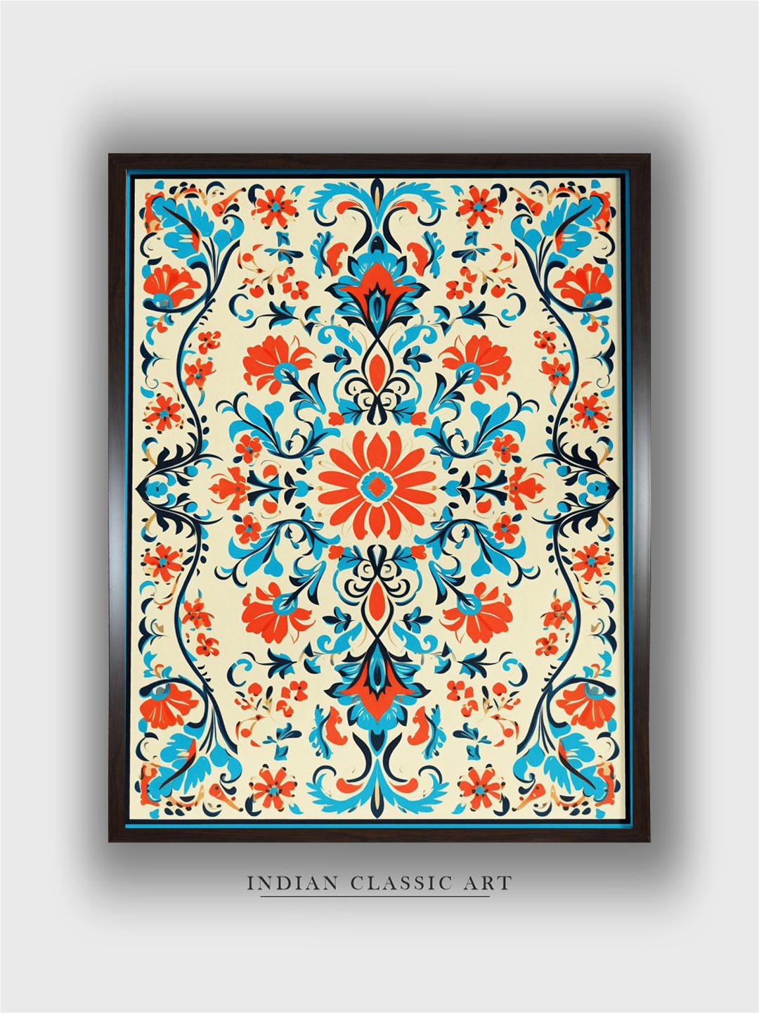 

INDIAN CLASSIC ART Beige & Blue Persian Painting Wall Art