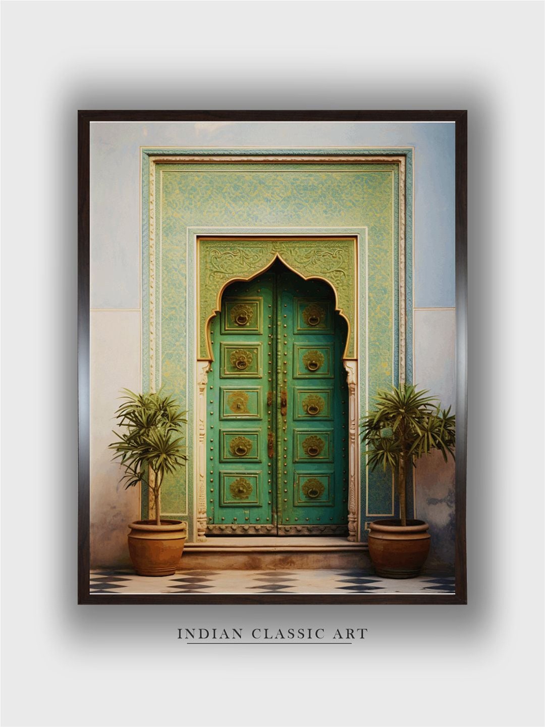 

INDIAN CLASSIC ART Green & Brown Vintage Wall Art
