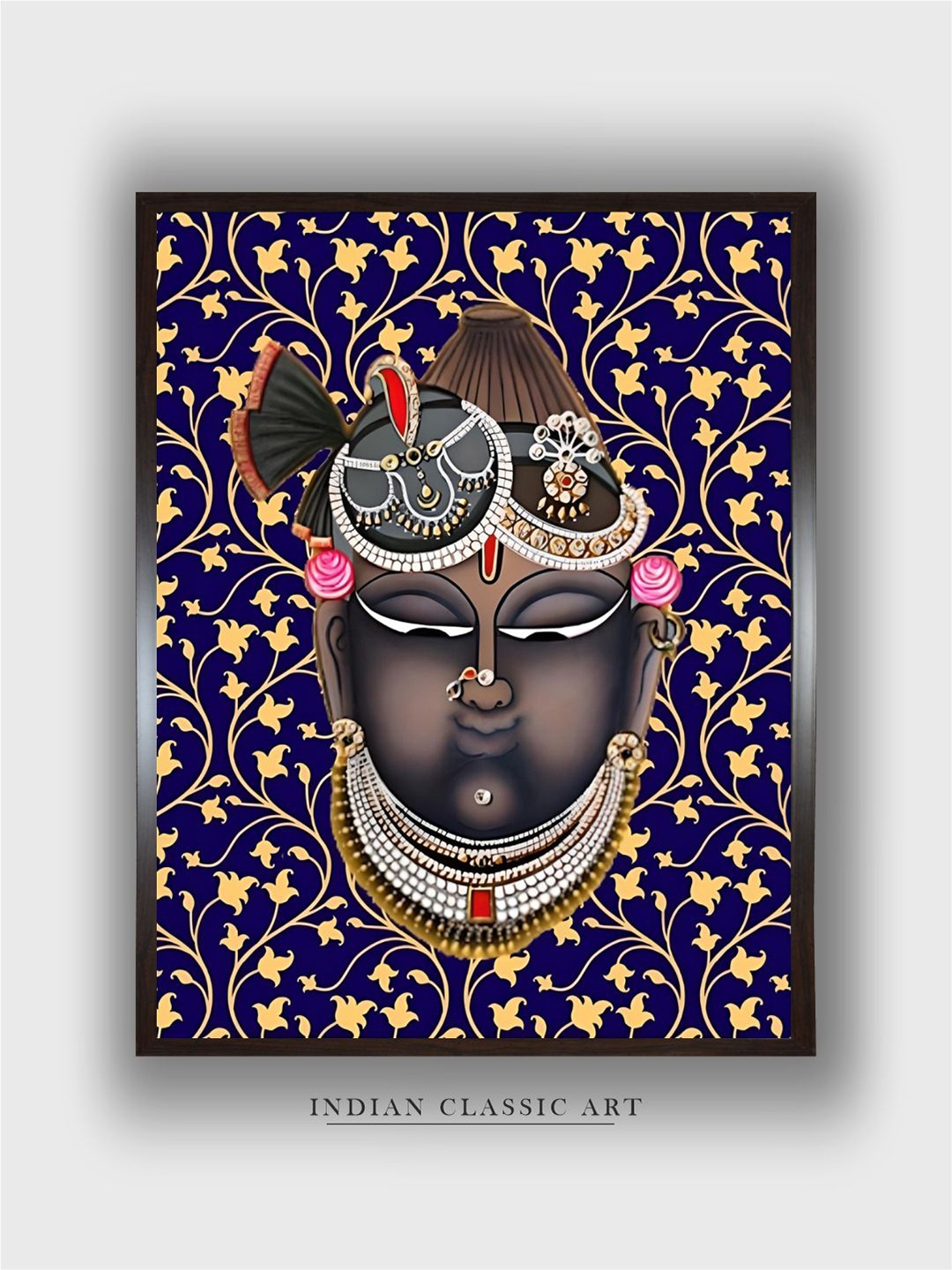 

INDIAN CLASSIC ART Blue & Brown ShrinathjiIndian Wall Art