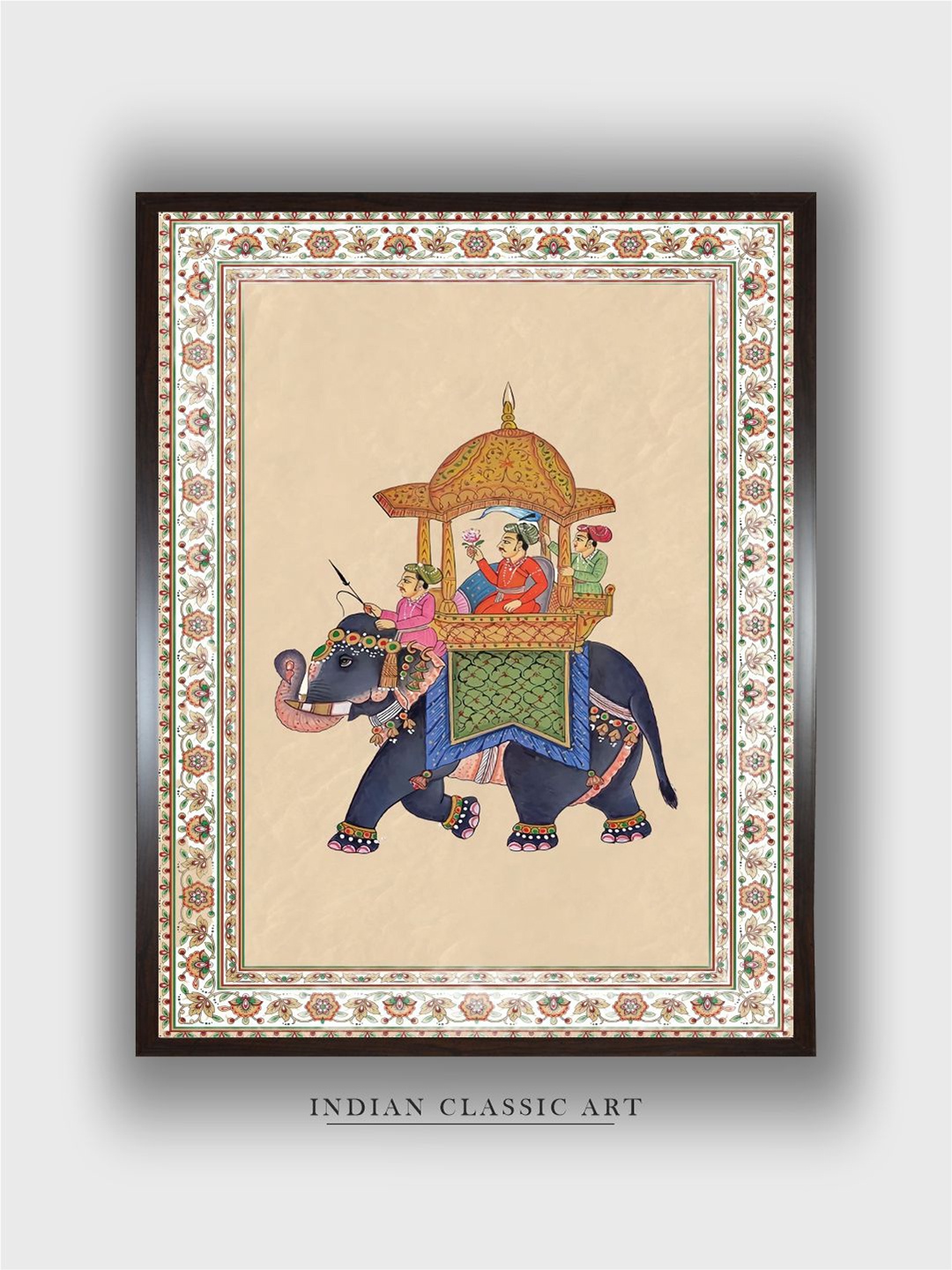 

INDIAN CLASSIC ART Beige & Black Indian Folk Canvas Painting Wall Art