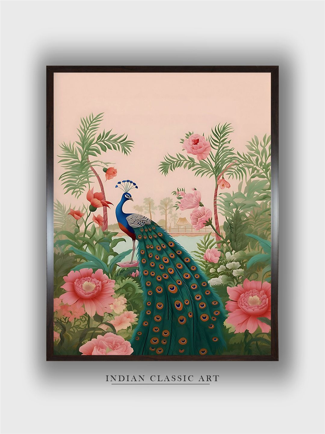 

INDIAN CLASSIC ART Green & Pink Animals & Birds Wood Painting Wall Art