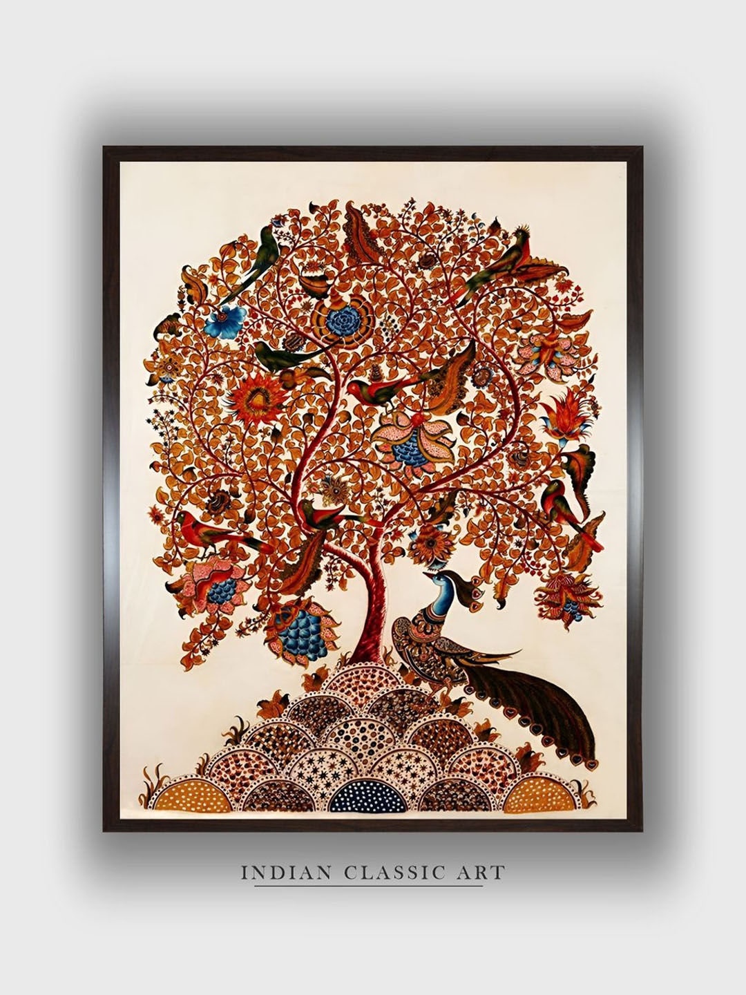

INDIAN CLASSIC ART Brown & Red Abstract Canvas Painting Wall Art
