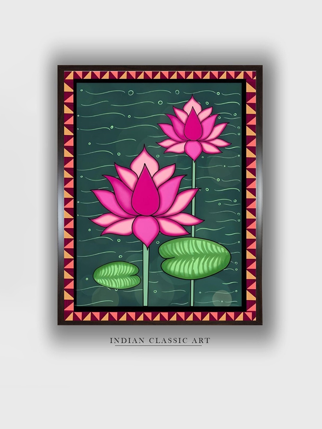 

INDIAN CLASSIC ART Green & Pink Wood Indian Folk Wall Art