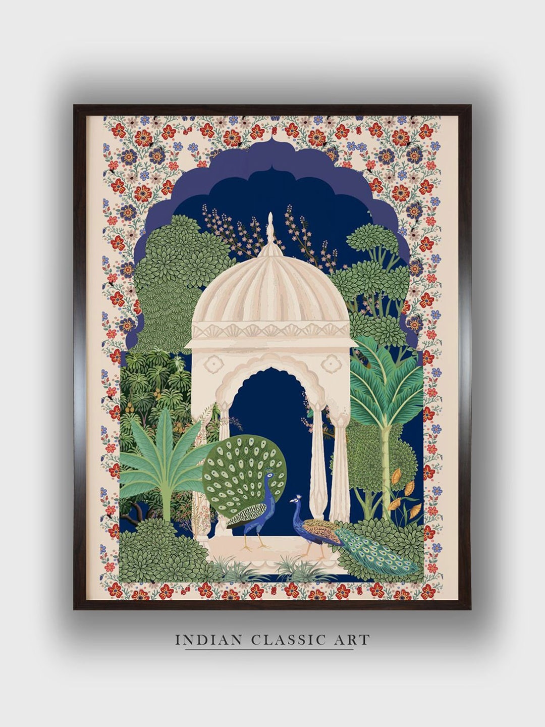 

INDIAN CLASSIC ART Beige & Green Indian Mughalpainting Wall Art