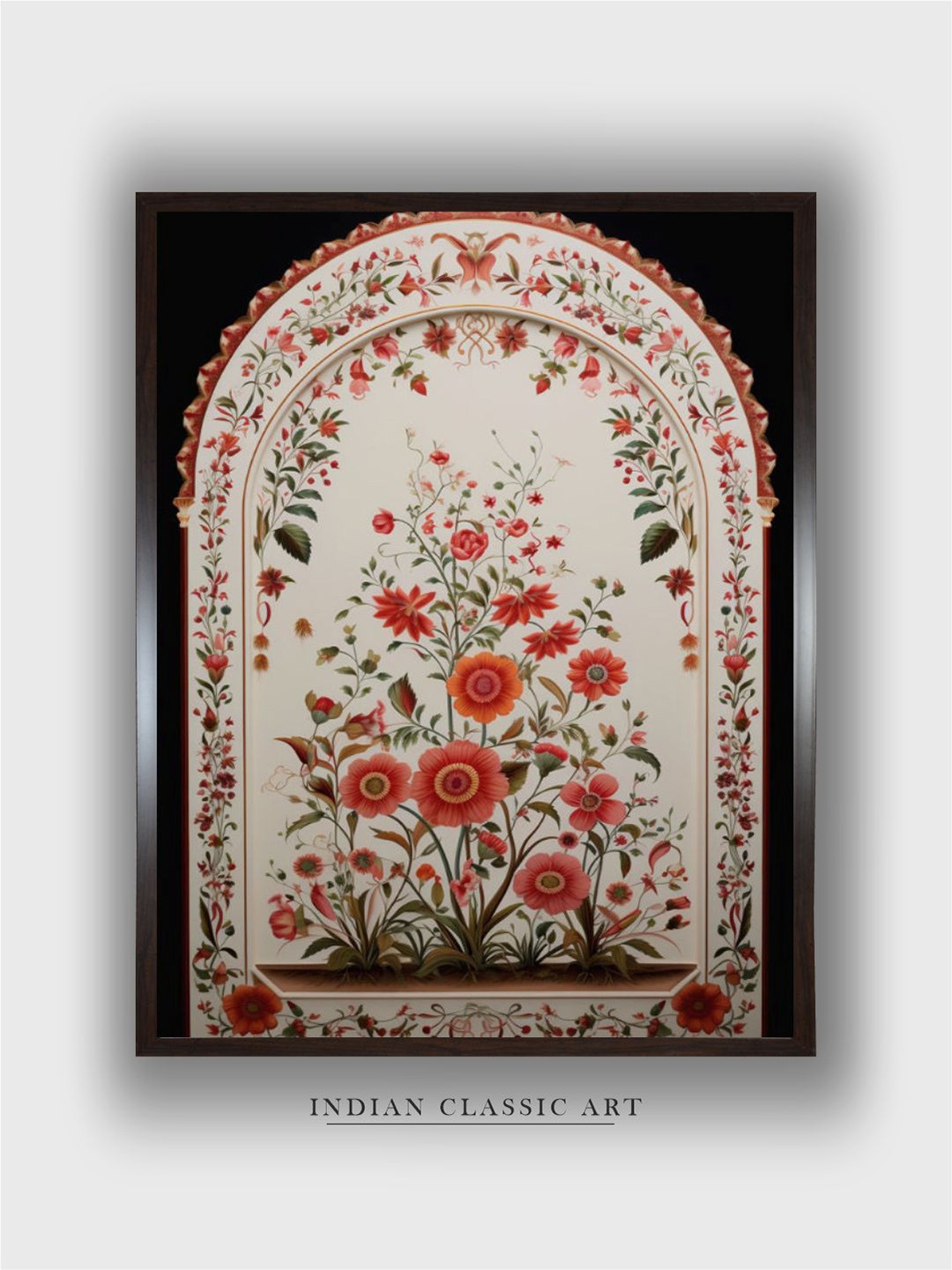 

INDIAN CLASSIC ART Beige & Red Indian Pichwai Painting Wall Art